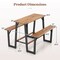 Costway Patio Picnic Table Bench Set with Acacia Wood Tabletop Benchtop Built-in Footrests